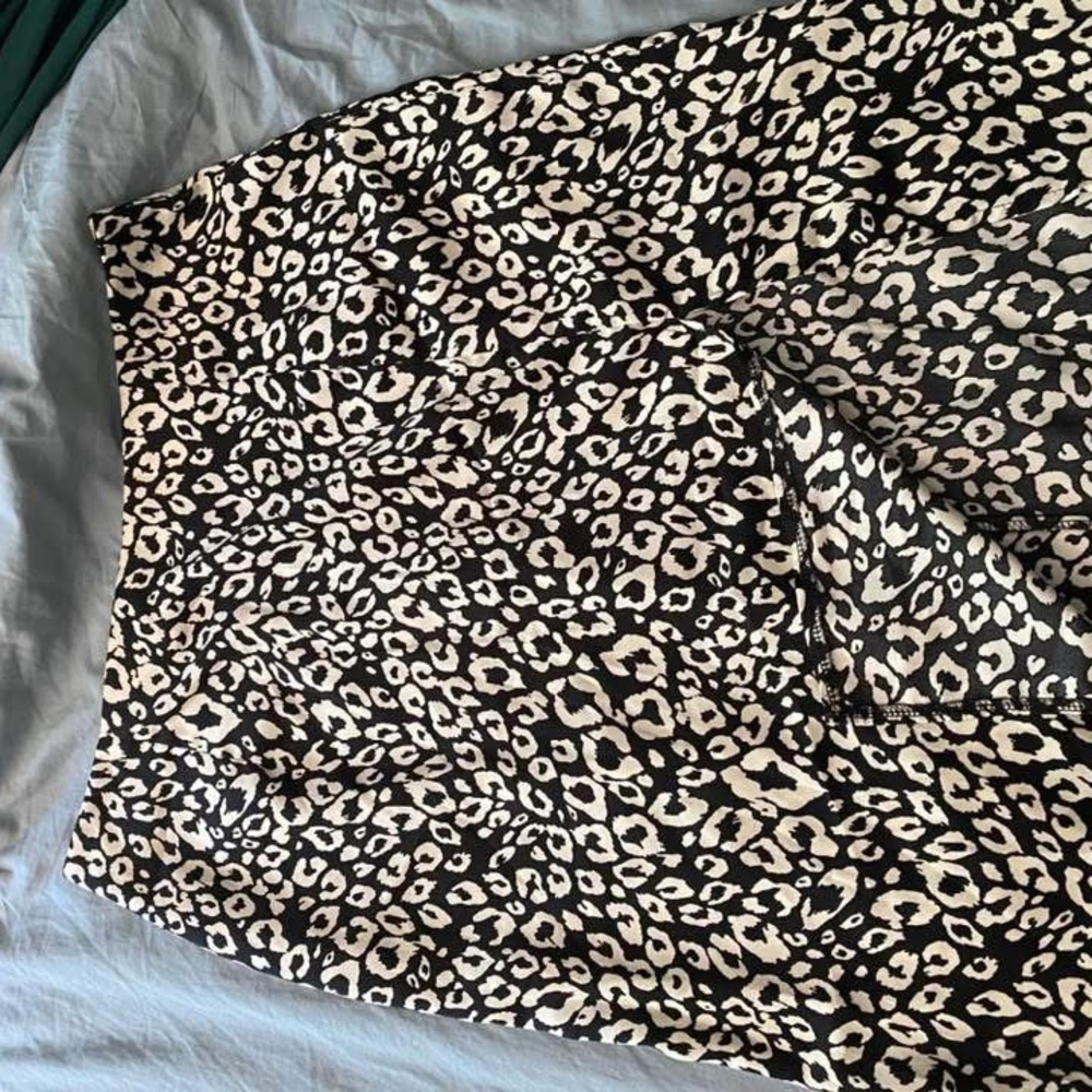 SHEIN Black and Cream Leopard Print Midi Skirt
